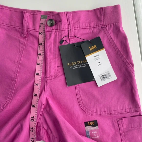 NWT 🦋 LEE Bright Pink Bermuda Shorts | Size: 4 (Medium) - Picture 3 of 16